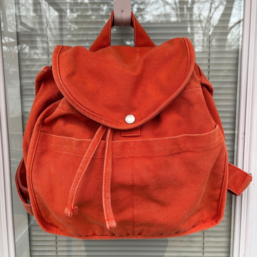 BAGGU Orange Canvas Drawstring Backpack